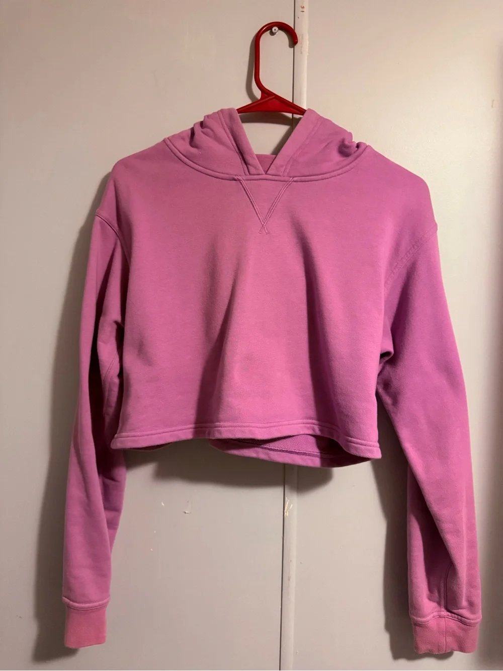 Lululemon All Yours Cropped Hoodie Mauve Purple Pullover V Stitch